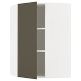 METOD corner wall cabinet with shelves, white/Havstorp brown-beige, 68x100 cm