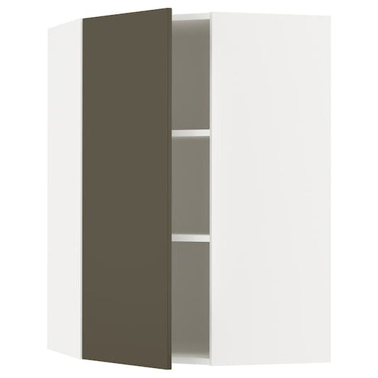 Ikea METOD - Corner wall cabinet with shelves, white/Havstorp brown-beige, 68x100 cm