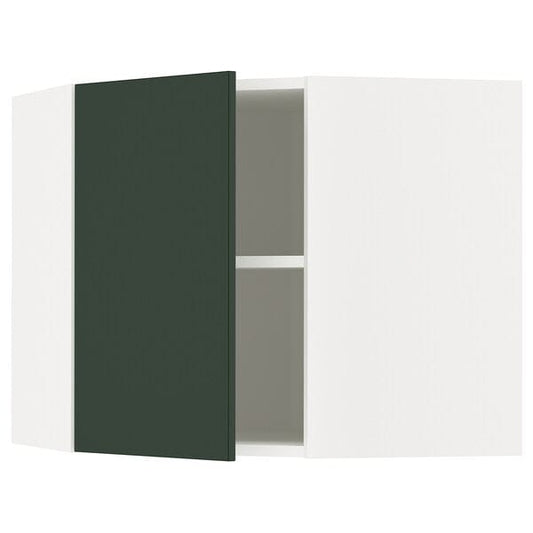 Ikea METOD - Corner wall cabinet with shelves, white/Havstorp deep green, 68x60 cm