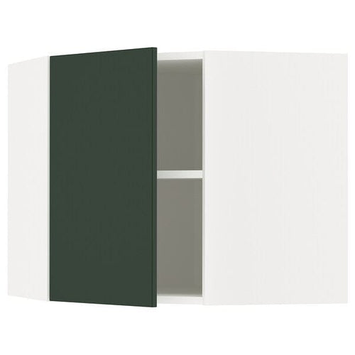 METOD corner wall cabinet with shelves, white/Havstorp deep green, 68x60 cm