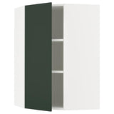 METOD corner wall cabinet with shelves, white/Havstorp deep green, 68x100 cm