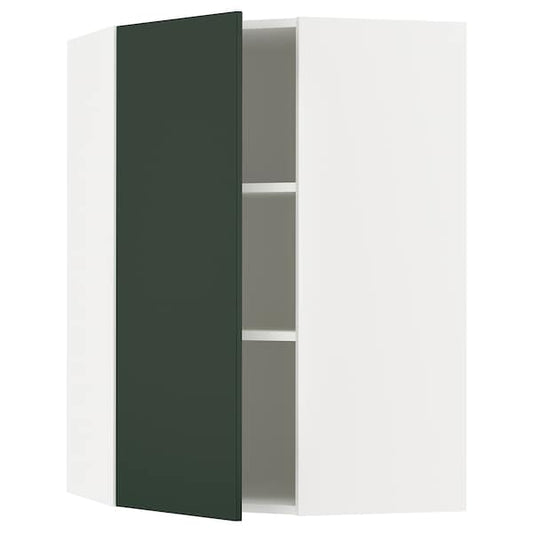 Ikea METOD - Corner wall cabinet with shelves, white/Havstorp deep green, 68x100 cm