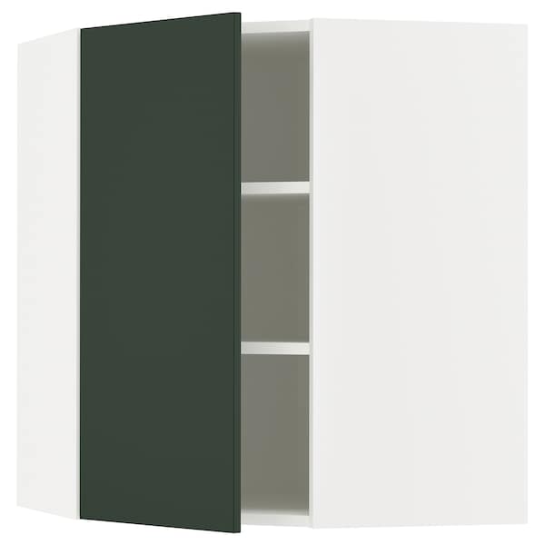 Ikea METOD - Corner wall cabinet with shelves, white/Havstorp deep green, 68x80 cm