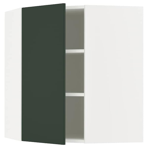 METOD corner wall cabinet with shelves, white/Havstorp deep green, 68x80 cm