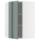METOD corner wall cabinet with shelves, white/Kallarp high-gloss dark grey-green, 68x100 cm