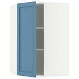 METOD corner wall cabinet with shelves, white/Lerhyttan blue, 68x100 cm