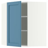 METOD corner wall cabinet with shelves, white/Lerhyttan blue, 68x80 cm