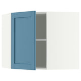 METOD corner wall cabinet with shelves, white/Lerhyttan blue, 68x60 cm