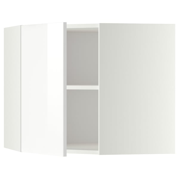 METOD corner wall cabinet with shelves, white/Ringhult white, 68x60 cm