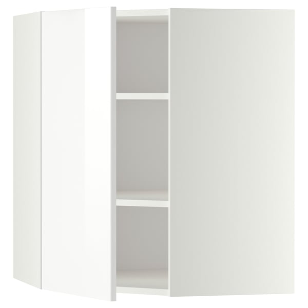 METOD corner wall cabinet with shelves, white/Ringhult white, 68x80 cm