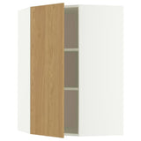 METOD corner wall cabinet with shelves, white/Sinarp oak veneer, 68x100 cm