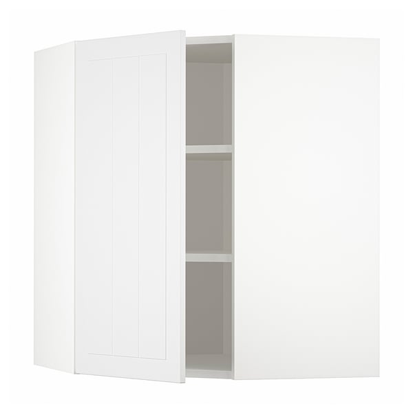 METOD corner wall cabinet with shelves, white/Stensund white, 68x80 cm