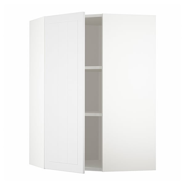 METOD corner wall cabinet with shelves, white/Stensund white, 68x100 cm