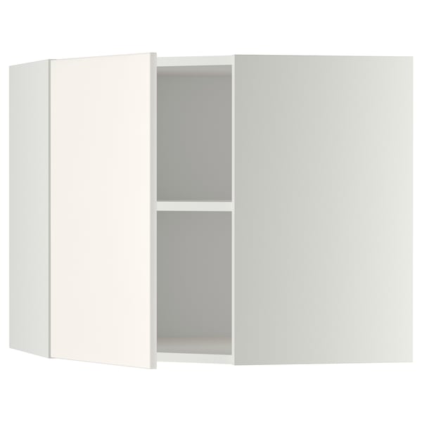 METOD corner wall cabinet with shelves, white/Veddinge white, 68x60 cm