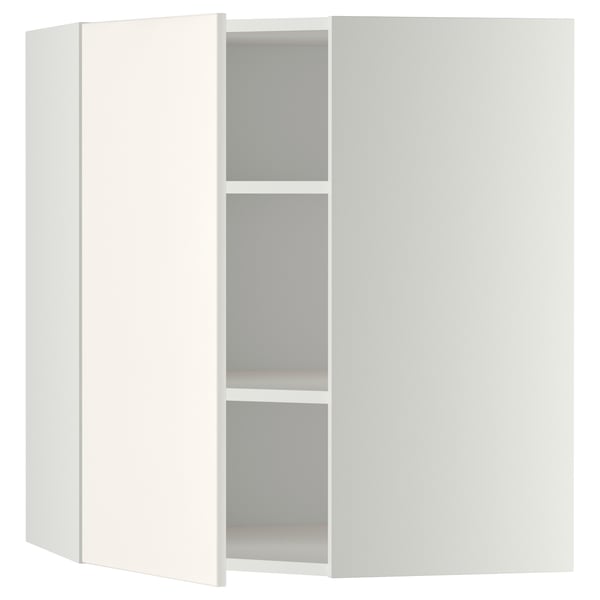 METOD corner wall cabinet with shelves, white/Veddinge white, 68x80 cm