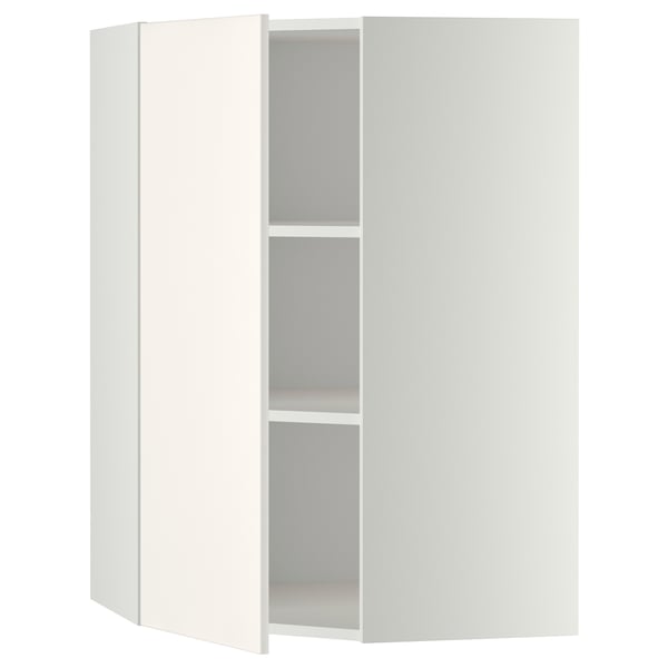 METOD corner wall cabinet with shelves, white/Veddinge white, 68x100 cm