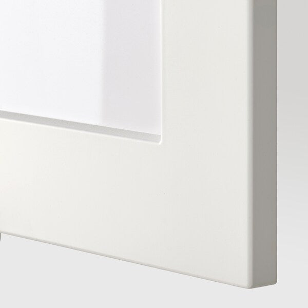 METOD - Corner wall cab w shelves/glass dr, white/Stensund white, 68x100 cm