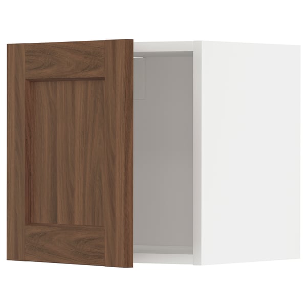 METOD wall cabinet, white Enköping/brown walnut effect, 40x40 cm