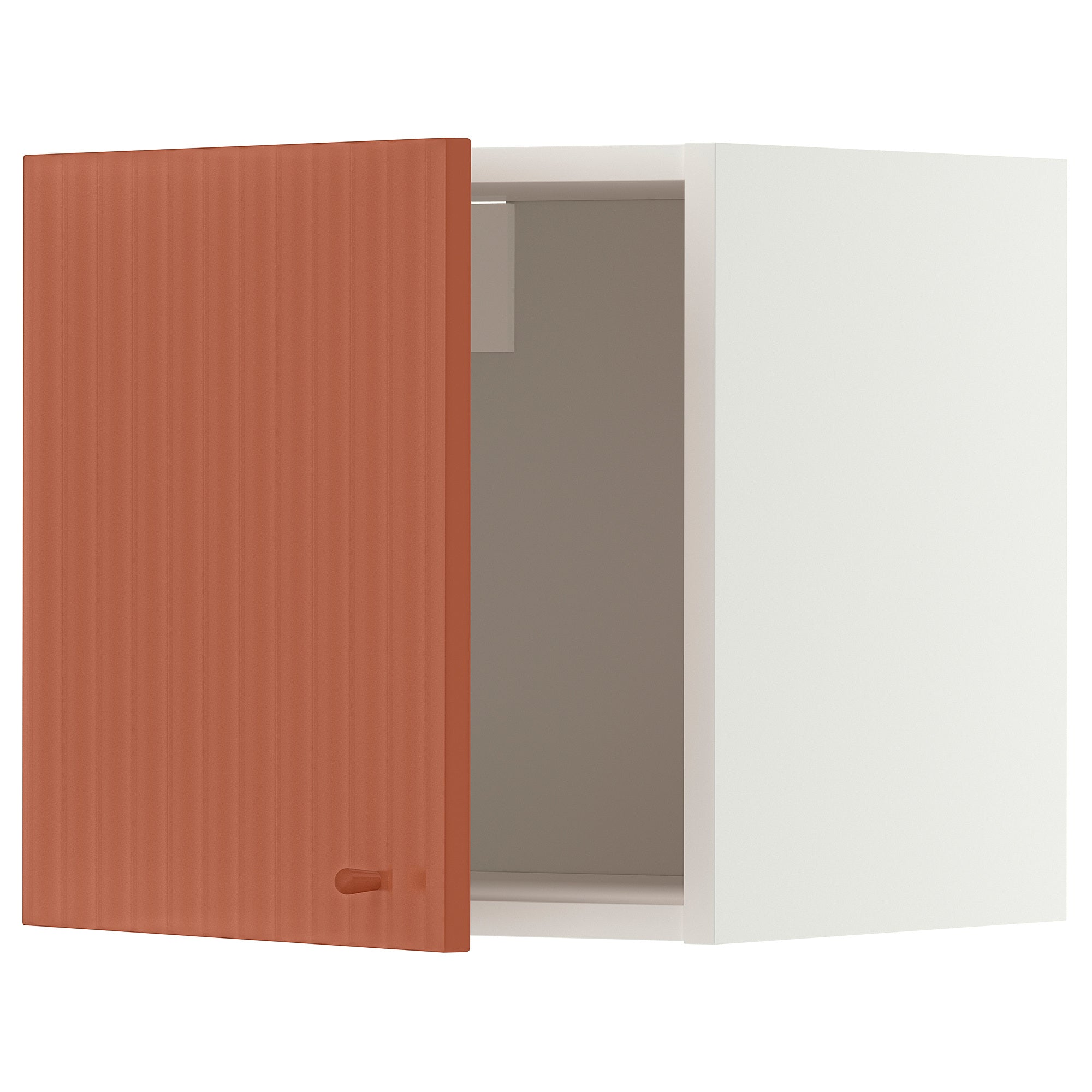 METOD wall cabinet, white/Terrsjö red-brown wave pattern, 40x40 cm