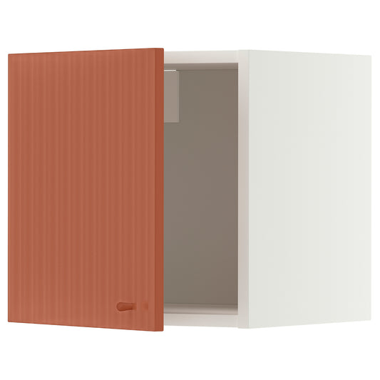 METOD wall cabinet, white/Terrsjö red-brown wave pattern, 40x40 cm