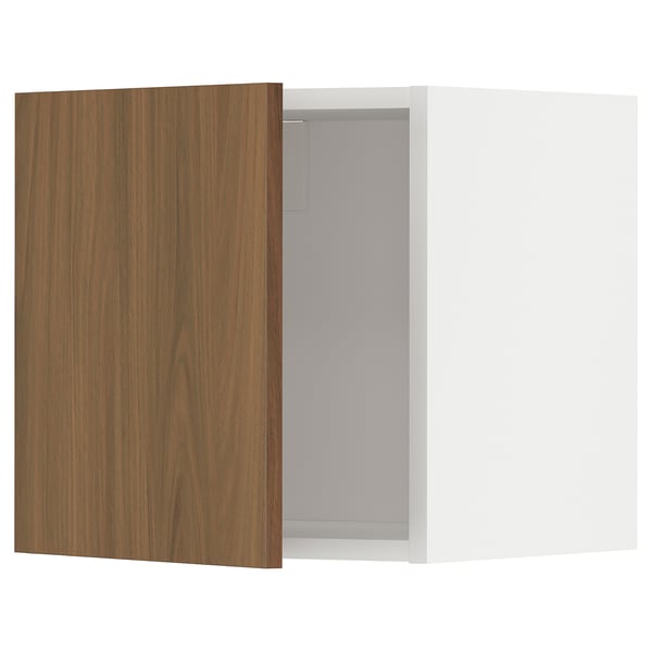 METOD wall cabinet, white/Tistorp brown walnut effect, 40x40 cm