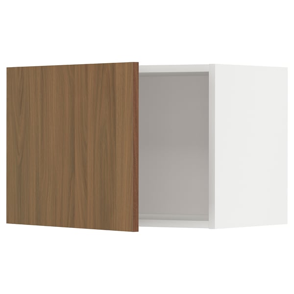 METOD wall cabinet, white/Tistorp brown walnut effect, 60x40 cm