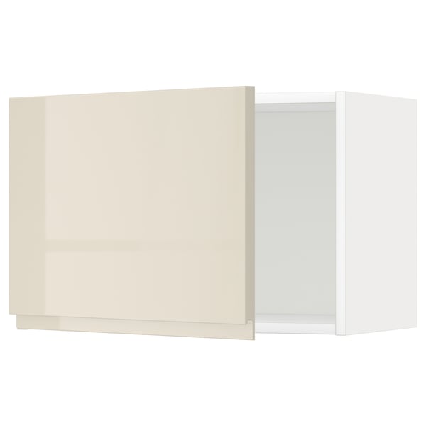 METOD - Wall cabinet, white/Voxtorp high-gloss light beige, 60x40 cm