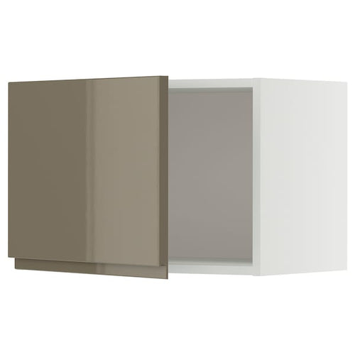 METOD wall cabinet, white/Voxtorp high-gloss dark grey-brown, 60x40 cm
