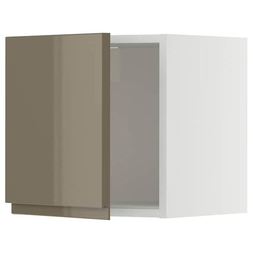 METOD wall cabinet, white/Voxtorp high-gloss dark grey-brown, 40x40 cm