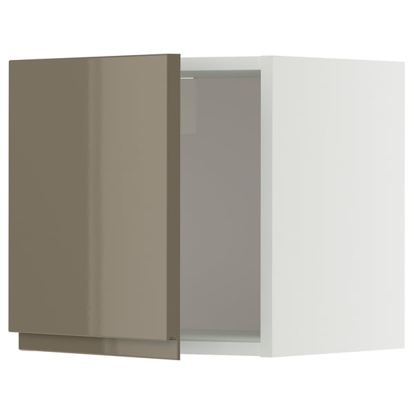 METOD wall cabinet, white/Voxtorp high-gloss dark grey-brown, 40x40 cm