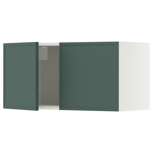 METOD wall cabinet with 2 doors, white/Aspudden dark grey-green, 80x40 cm