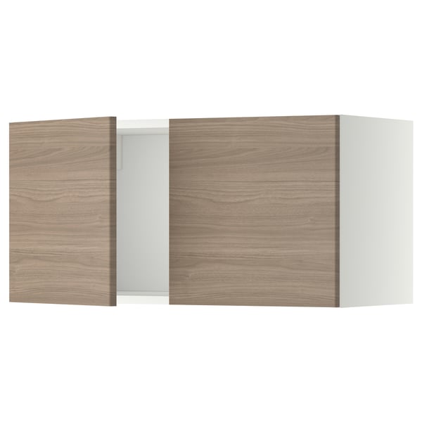 METOD wall cabinet with 2 doors, white/Brokhult light grey