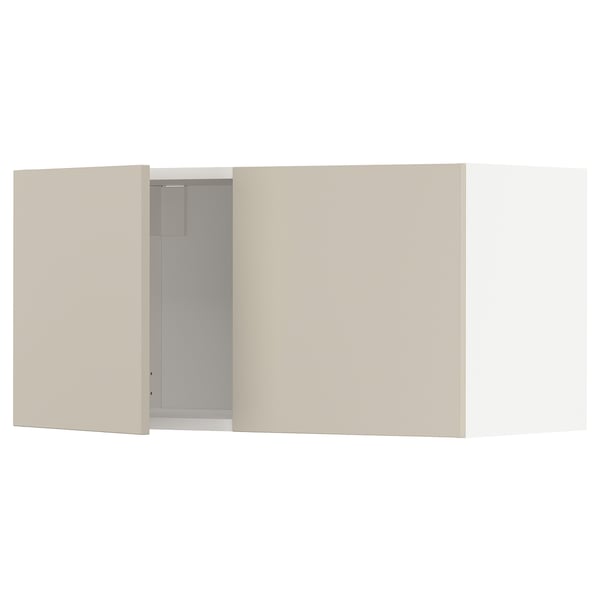 METOD wall cabinet with 2 doors, white/Havstorp beige, 80x40 cm