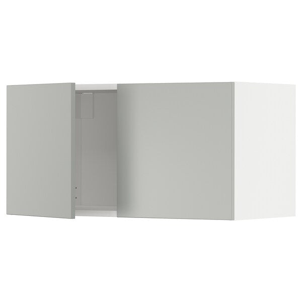 METOD - Wall cabinet with 2 doors, white/Havstorp light grey, 80x40 cm