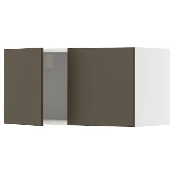 METOD - Wall cabinet with 2 doors, white/Havstorp brown-beige, 80x40 cm