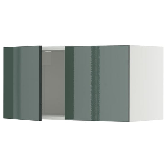 METOD - METOD Wall cabinet with 2 doors, white/Kallarp high-gloss dark grey-green, 80x40 cm