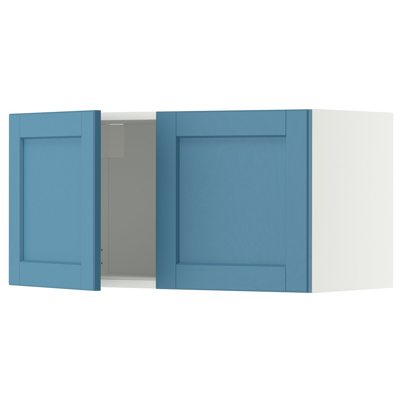 METOD wall cabinet with 2 doors, white/Lerhyttan blue, 80x40 cm