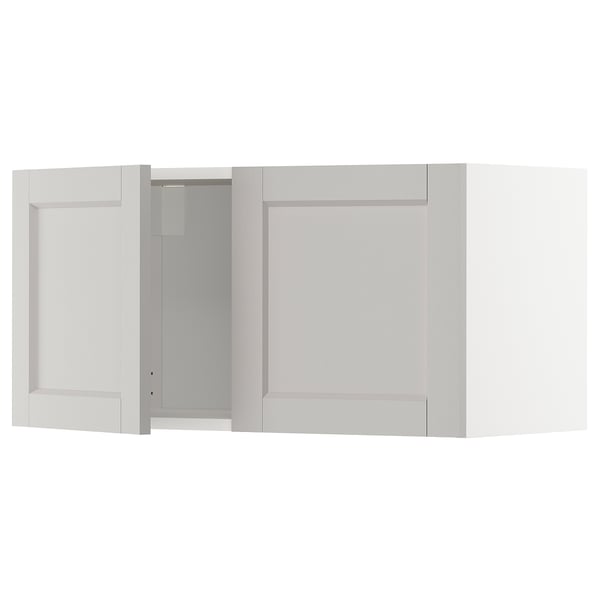 METOD - METOD Wall cabinet with 2 doors, white/Lerhyttan light grey, 80x40 cm