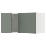 METOD wall cabinet with 2 doors, white/Nickebo matt grey-green, 80x40 cm