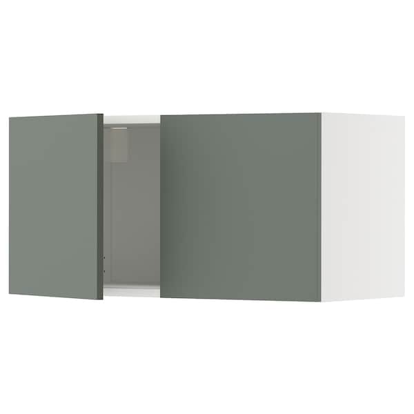 Ikea METOD - Wall cabinet with 2 doors, white/Nickebo matt grey-green, 80x40 cm