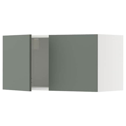 Ikea METOD - Wall cabinet with 2 doors, white/Nickebo matt grey-green, 80x40 cm
