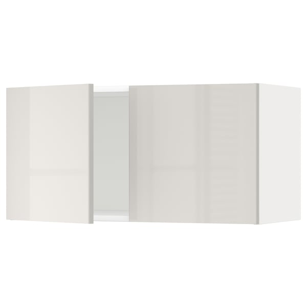 METOD wall cabinet with 2 doors, white/Ringhult light grey, 80x40 cm