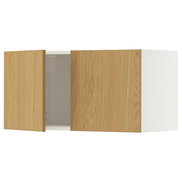 METOD wall cabinet with 2 doors, white/Sinarp oak veneer, 80x40 cm