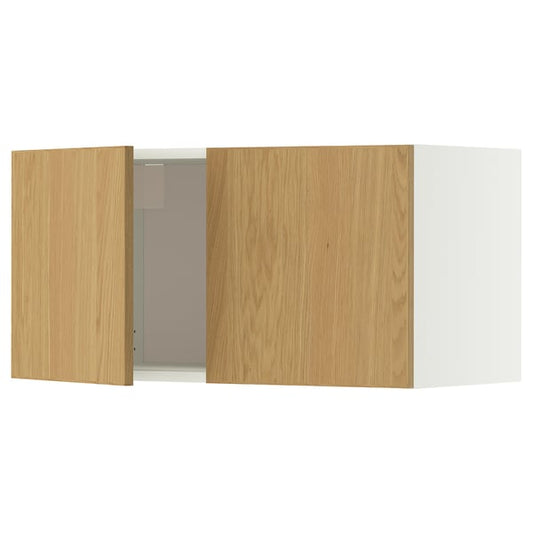 METOD wall cabinet with 2 doors, white/Sinarp oak veneer, 80x40 cm