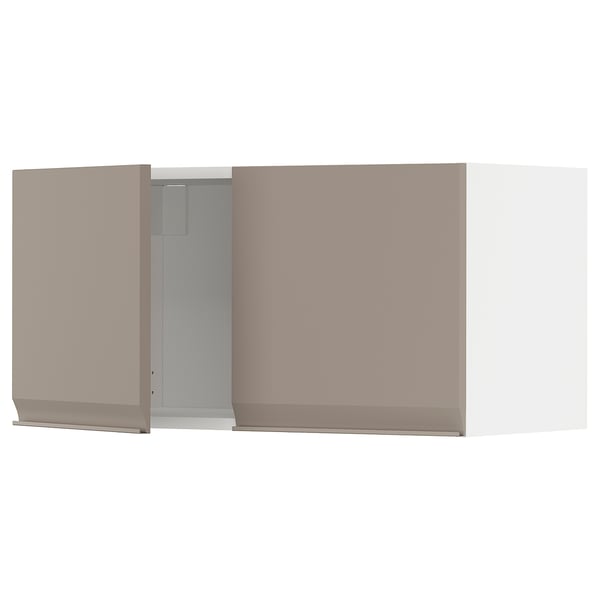 METOD wall cabinet with 2 doors, white/Upplöv matt dark beige, 80x40 cm