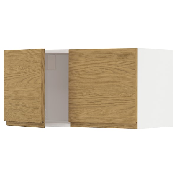 METOD - Wall cabinet with 2 doors, white/Voxtorp oak effect, 80x40 cm