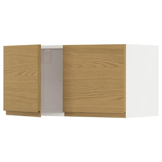 Ikea METOD - Wall cabinet with 2 doors, white/Voxtorp oak effect, 80x40 cm