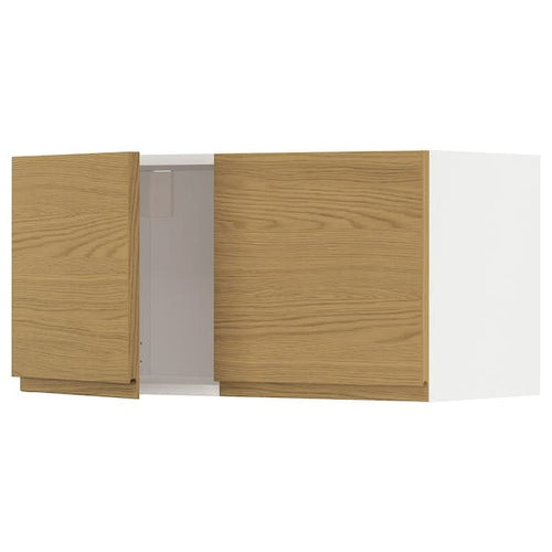 METOD - METOD Wall cabinet with 2 doors, white/Voxtorp oak effect, 80x40 cm