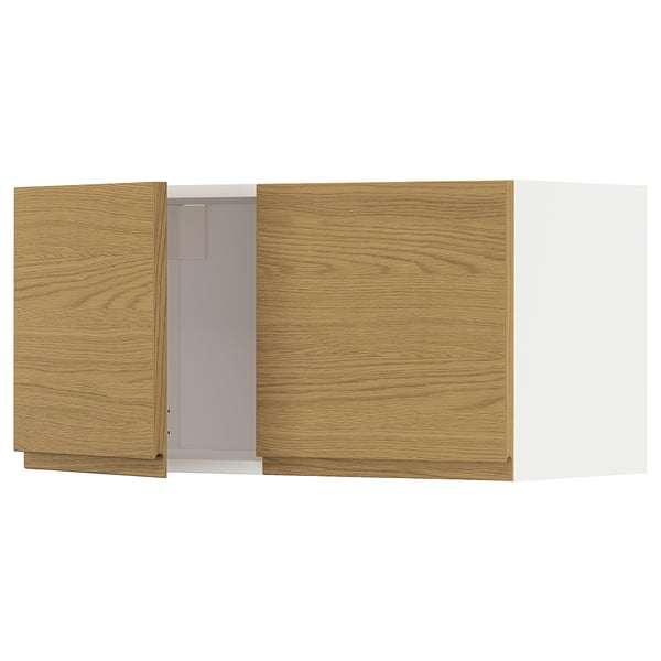 METOD wall cabinet with 2 doors, white/Voxtorp oak effect, 80x40 cm