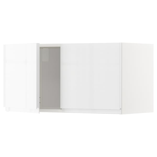 METOD wall cabinet with 2 doors, white/Voxtorp high-gloss/white, 80x40 cm